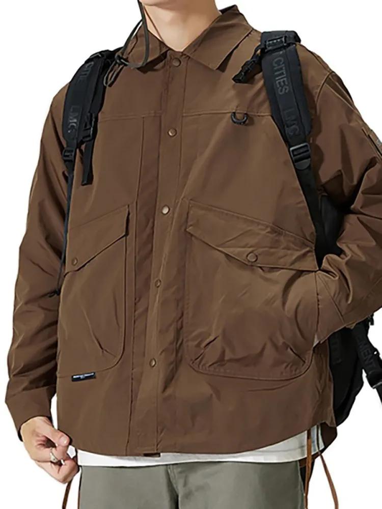 새로운 봄과 가을 남성의 대형 솔리드 컬러 캐주얼 유행 패션 캐주얼 간단한 야외 스포츠 자켓